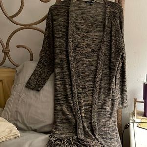 Cable and gauge black and tan 3/4 sweater duster NWOT szMed